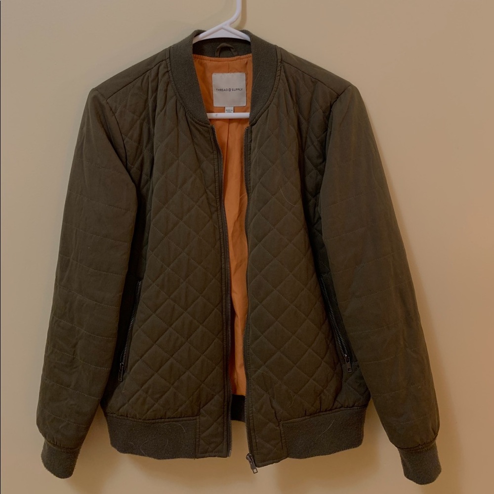 Heavy green quilted bomber jacket
